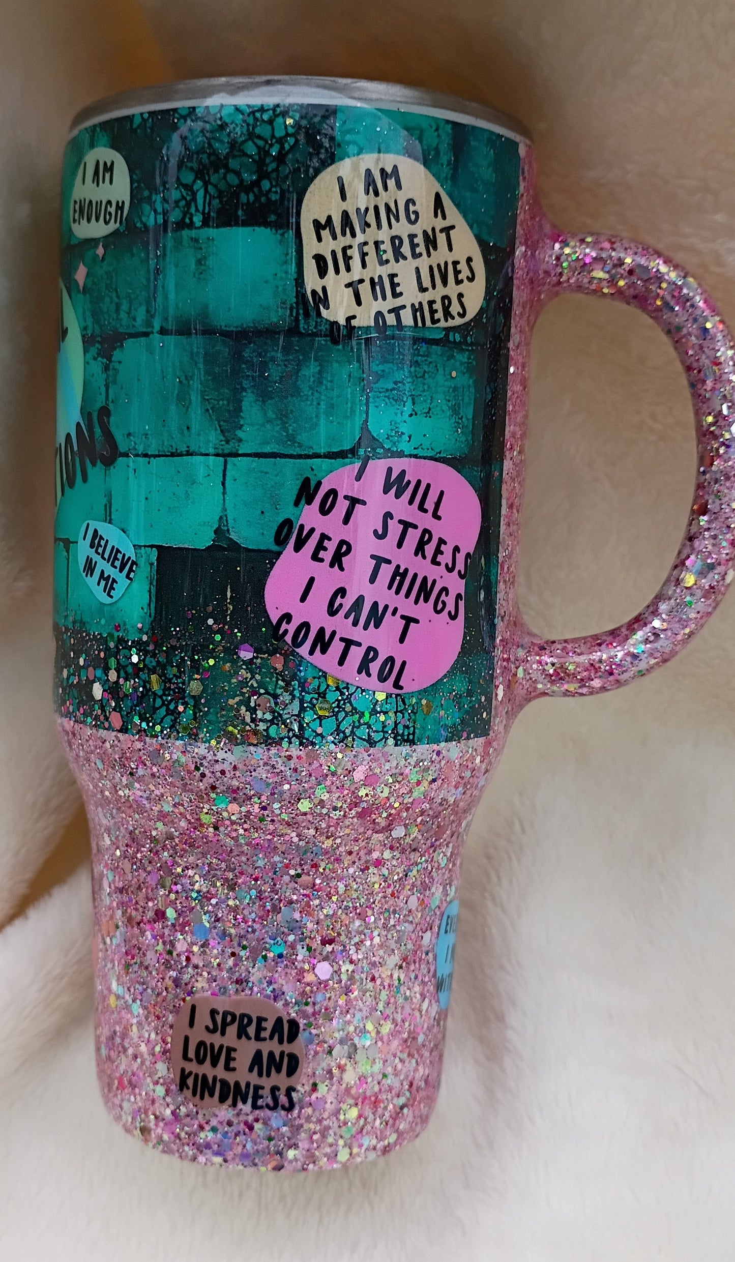 Shine Bright β 24oz Positive Affirmation Tumbler (Pink & Turquoise)