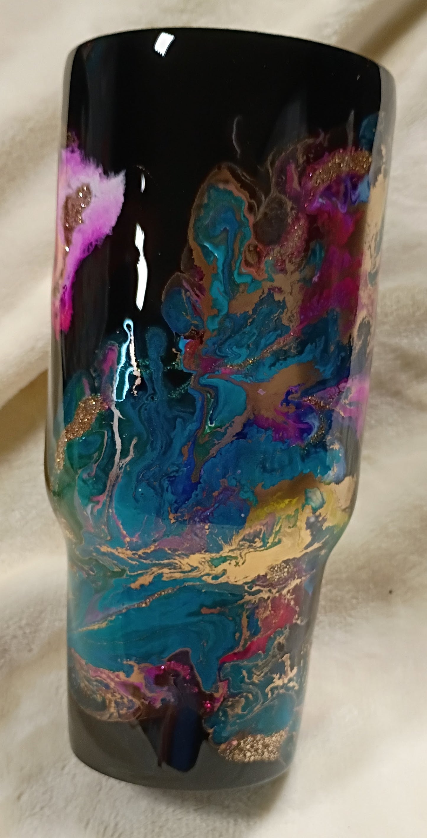 Midnight Hibiscus Bloom – 24oz Reverse Marble Tumbler