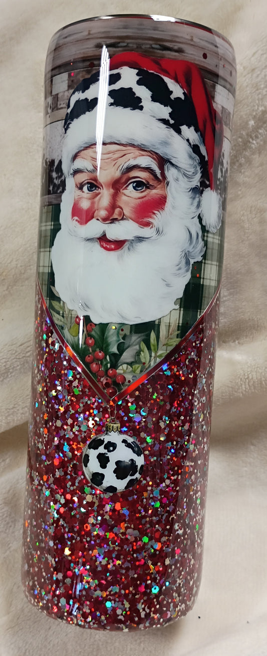 Rustic Santa & Cowhide Christmas Hoggdle – 30oz