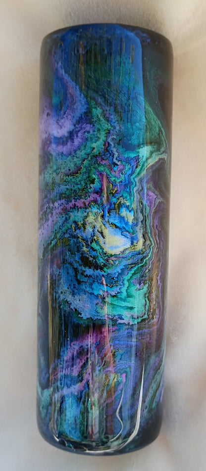 Abalone Dreams – 30oz Iridescent Tumbler on Black Base