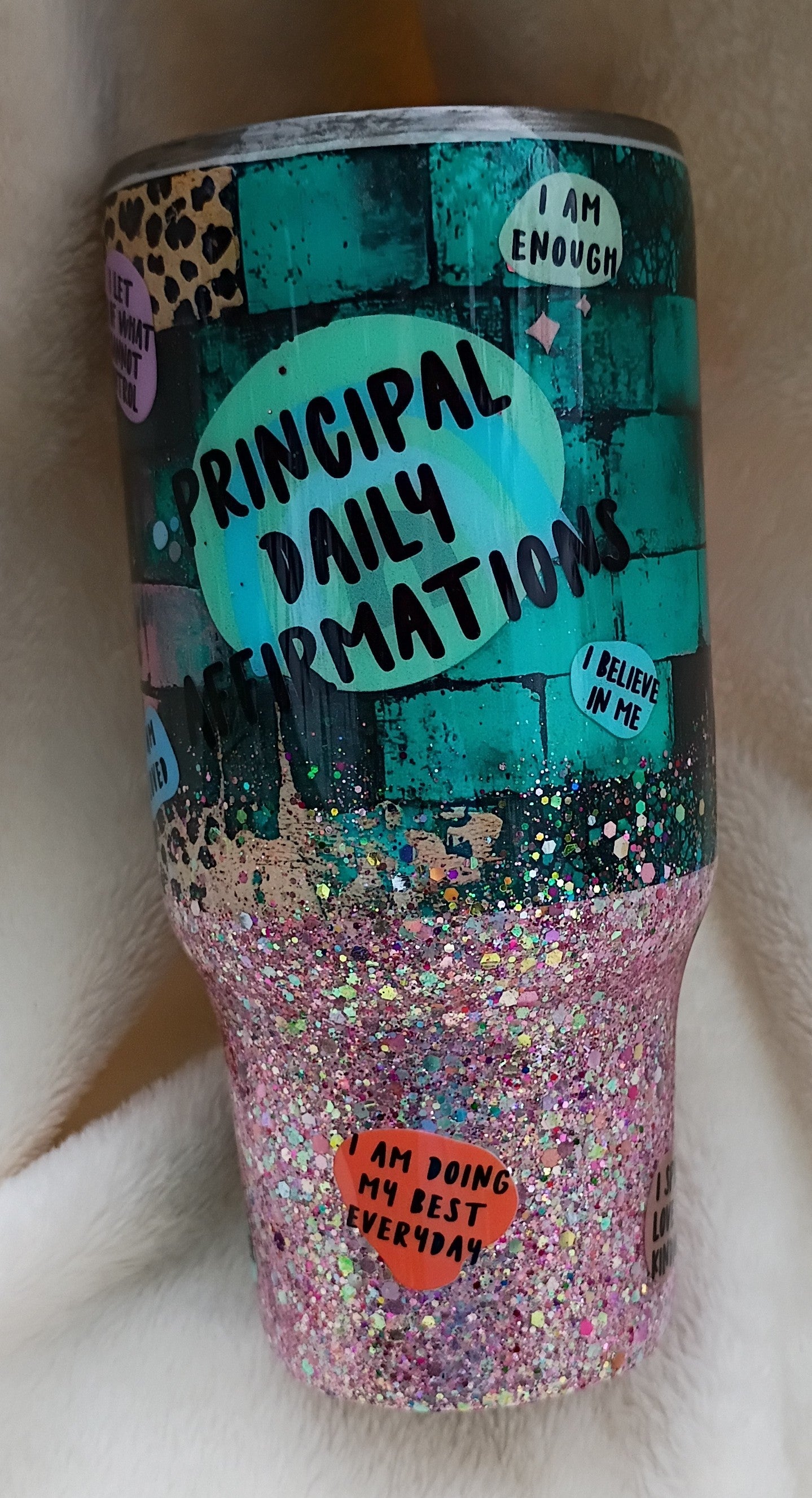 Shine Bright – 24oz Positive Affirmation Tumbler (Pink & Turquoise)