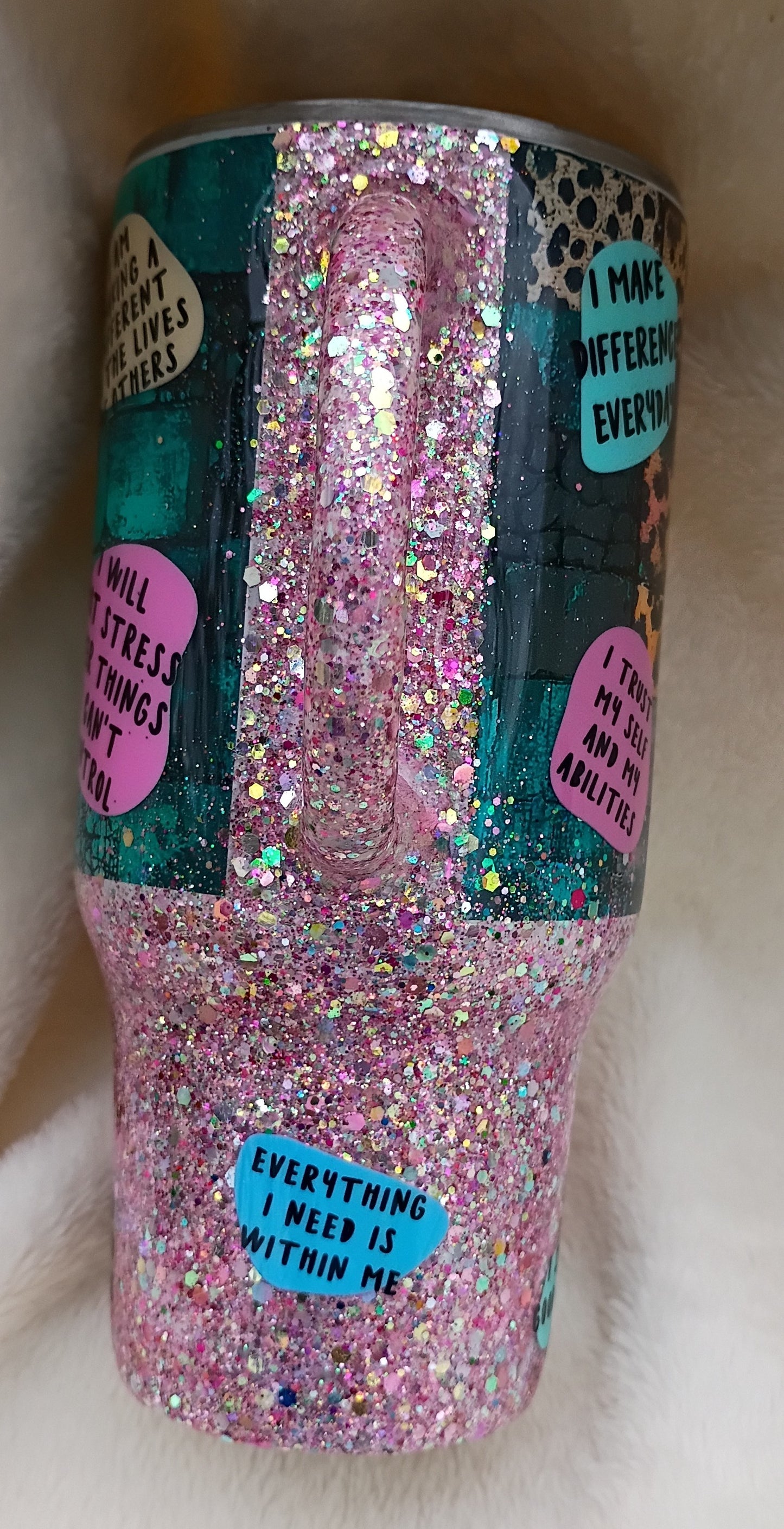 Shine Bright – 24oz Positive Affirmation Tumbler (Pink & Turquoise)