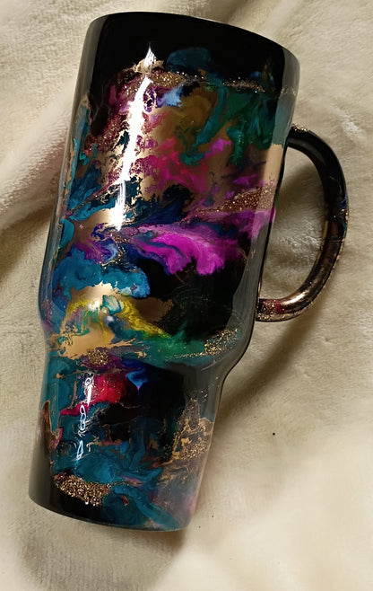 Midnight Hibiscus Bloom – 24oz Reverse Marble Tumbler