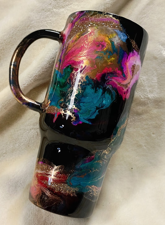 Midnight Hibiscus Bloom – 24oz Reverse Marble Tumbler