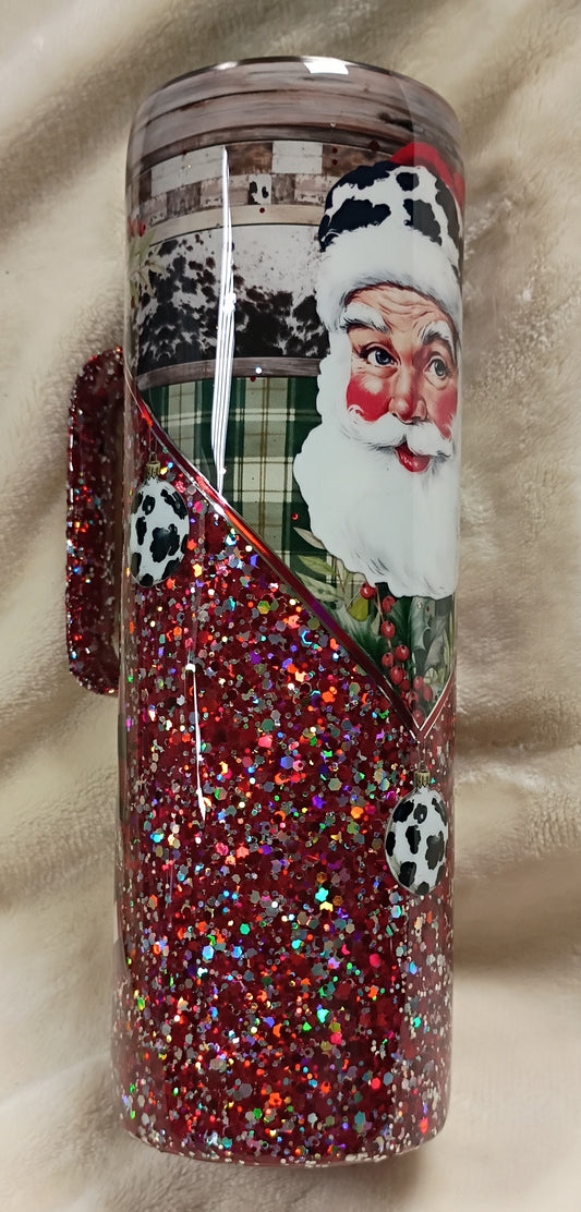 Rustic Santa & Cowhide Christmas Hoggdle – 30oz
