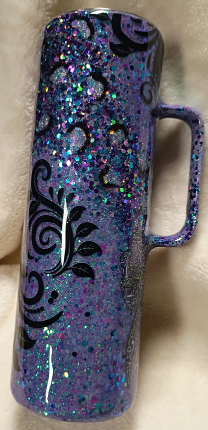 Purple Reign Gawdy Glam – Western Leopard & Tooled Leather Bling Tumbler