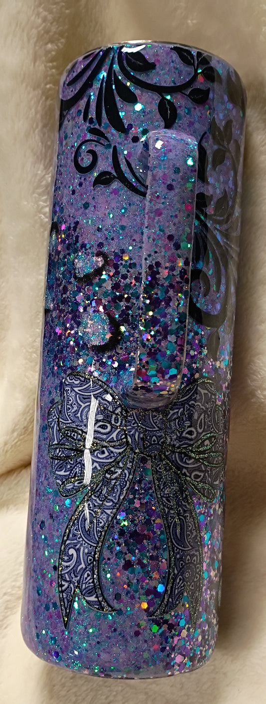 Purple Reign Gawdy Glam – Western Leopard & Tooled Leather Bling Tumbler