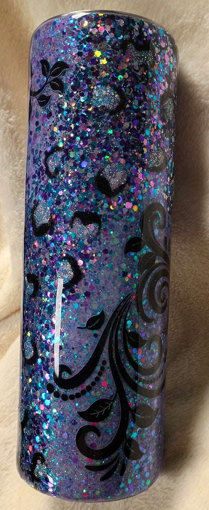 Purple Reign Gawdy Glam – Western Leopard & Tooled Leather Bling Tumbler