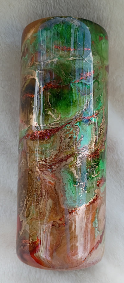 30 oz Elegant Blooms Tumbler – Green, Coral, Cream & Gold