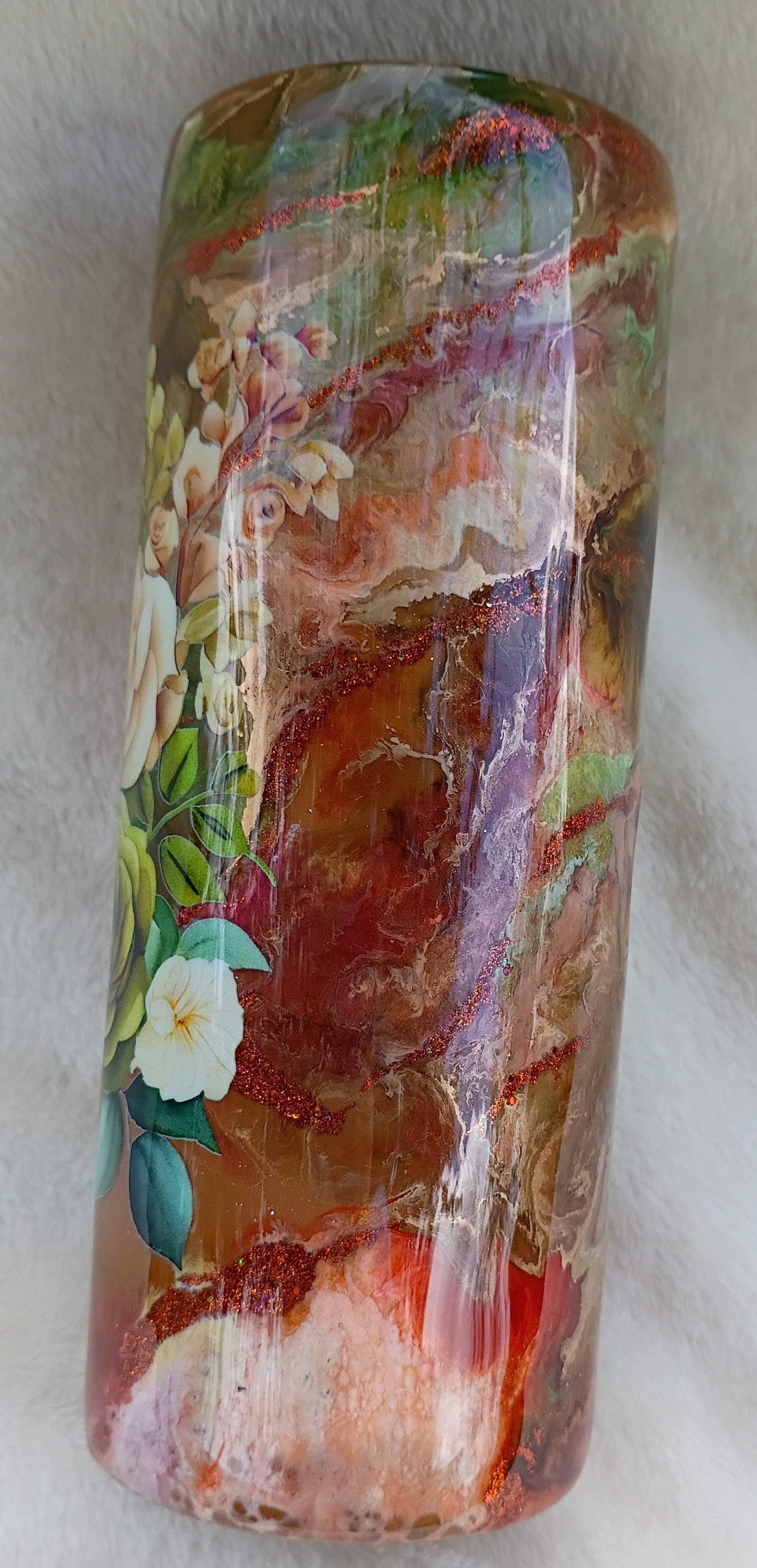 30 oz Elegant Blooms Tumbler – Green, Coral, Cream & Gold